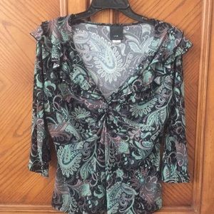 Paisley pattern 3/4 length sleeve top